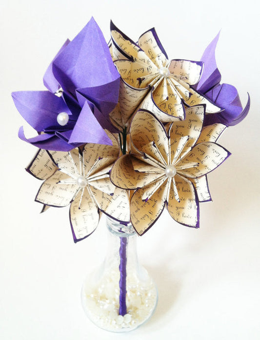 A Dozen Handmade Paper Flowers With Orchids