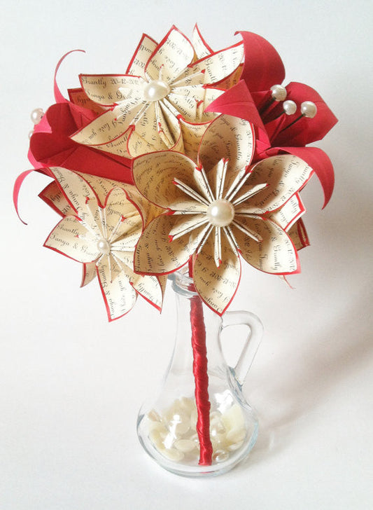 A Dozen Paper Flowers With Lilies- Traditional 1st anniversary gift