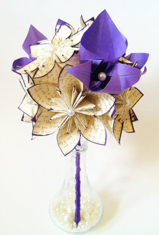 A Dozen Handmade Paper Flowers With Orchids